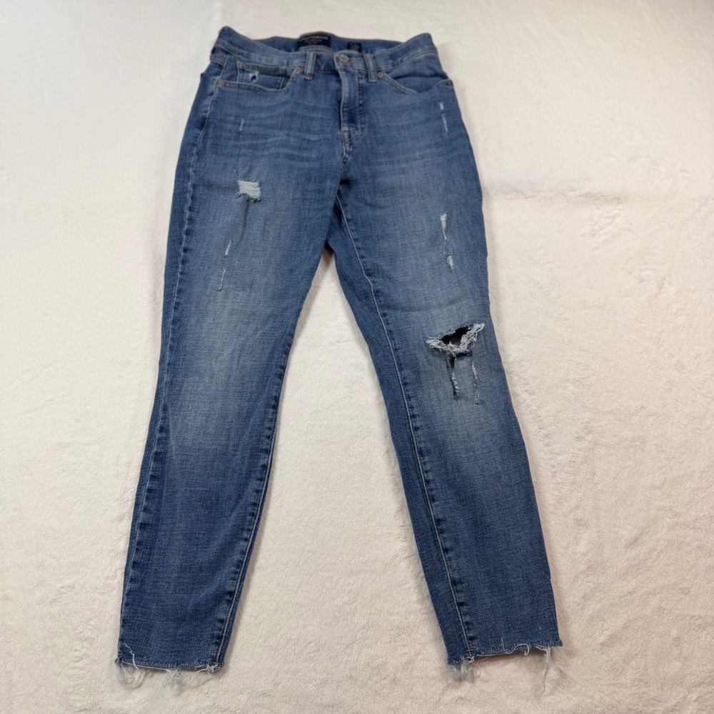 Lucky Brand Bridgette Skinny Jeans Womens 8/29 Blue Good Distressed Raw Hem High